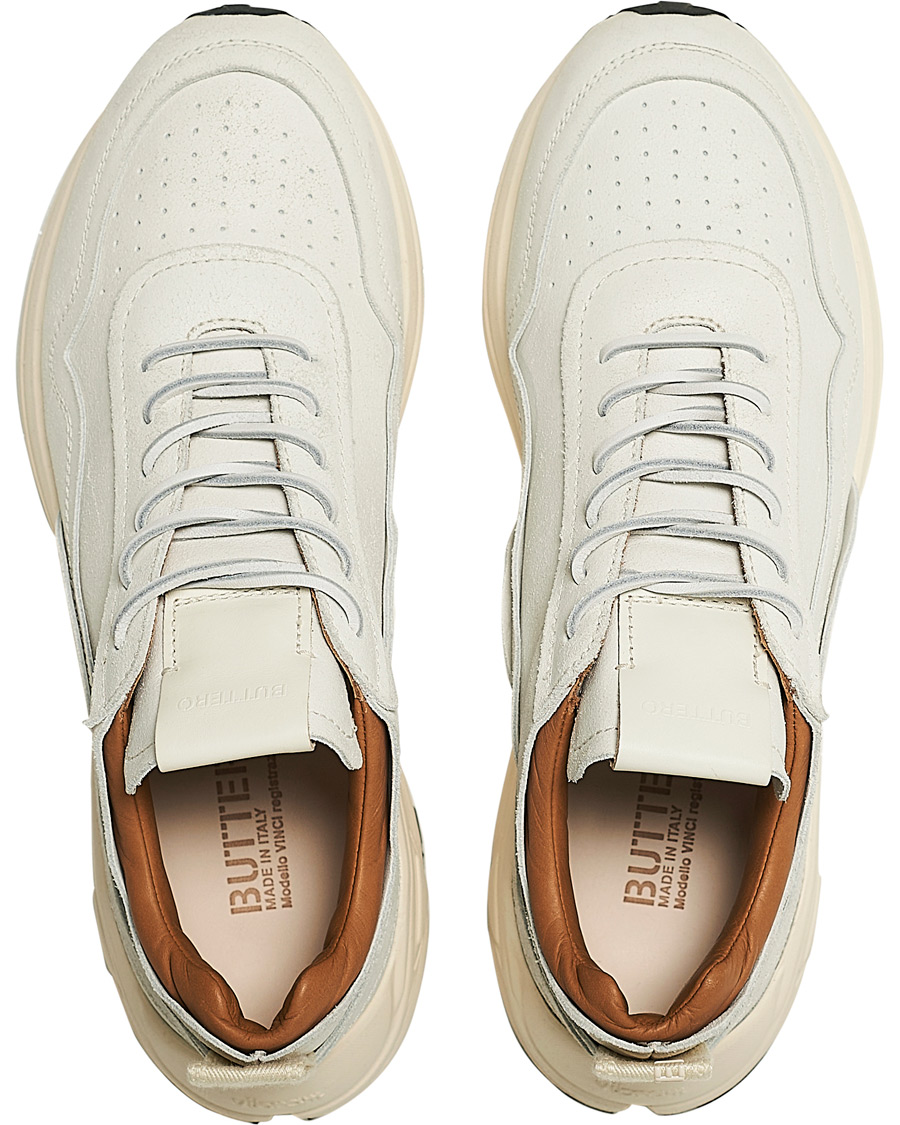 Hombres | Buttero Vinci Bianchetto Leather Running Sneaker Off White | Buttero | Vinci Bianchetto Leather Running Sneaker Off White