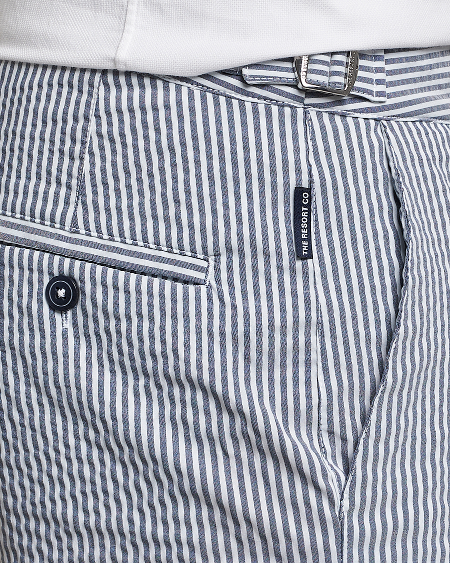 Hombres | Bañadores | The Resort Co | Tailored Swim Shorts Navy Stripe Seersucker