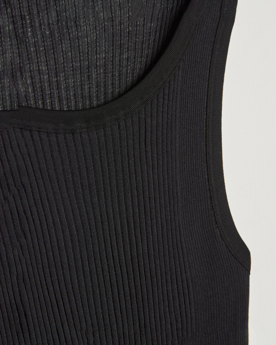 Hombres | Camisetas de lino | Zimmerli of Switzerland | Ribbed Mercerized Cotton Tank Top Black