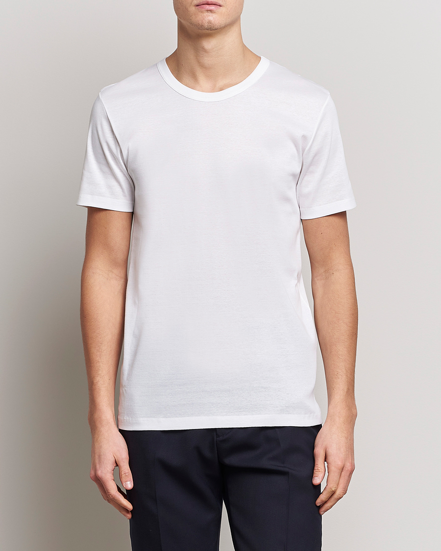 Hombres | Camisetas | Zimmerli of Switzerland | Mercerized Cotton Crew Neck T-Shirt White