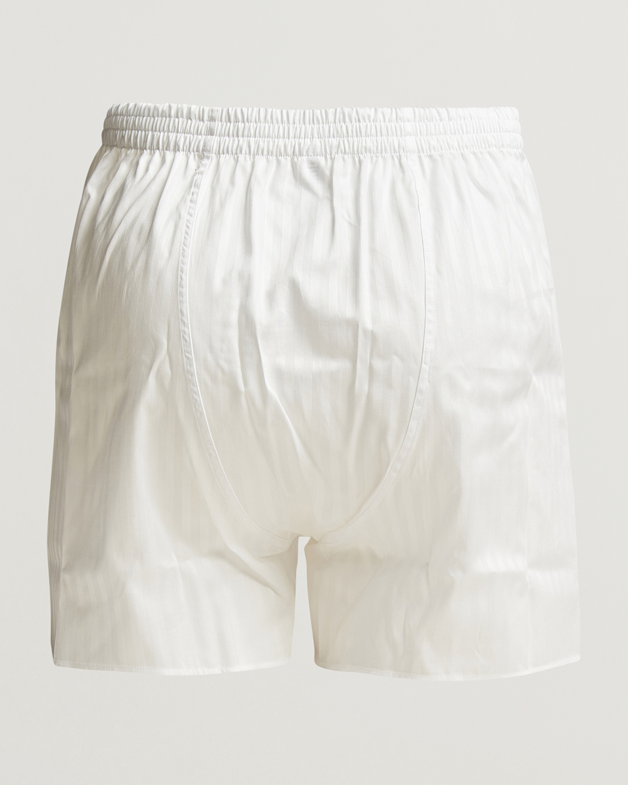 Hombres |  | Zimmerli of Switzerland | Mercerized Cotton Boxer Shorts White Stripes