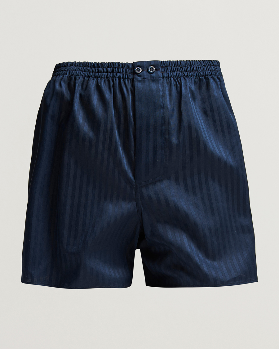 Hombres | Ropa interior y calcetines | Zimmerli of Switzerland | Mercerized Cotton Boxer Shorts Navy