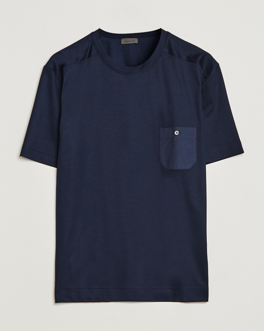 Hombres | Pijamas y batas | Zimmerli of Switzerland | Cotton/Modal Crew Neck Loungwear T-Shirt Midnight
