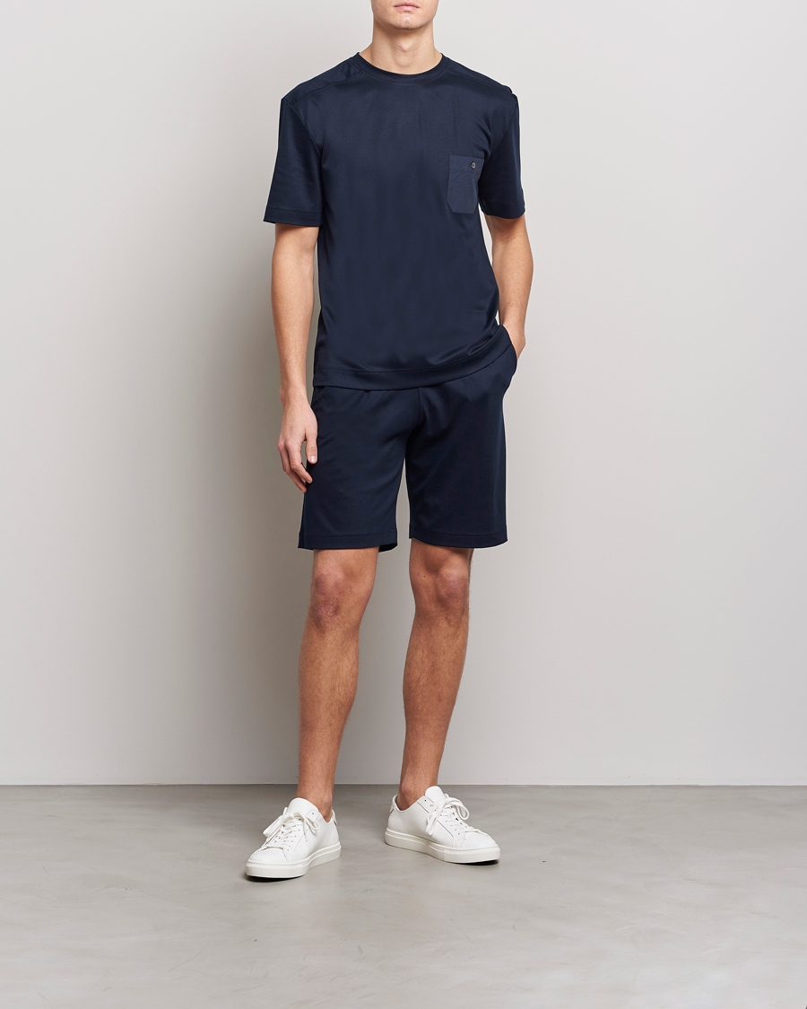 Hombres | Pijamas y batas | Zimmerli of Switzerland | Cotton/Modal Crew Neck Loungwear T-Shirt Midnight