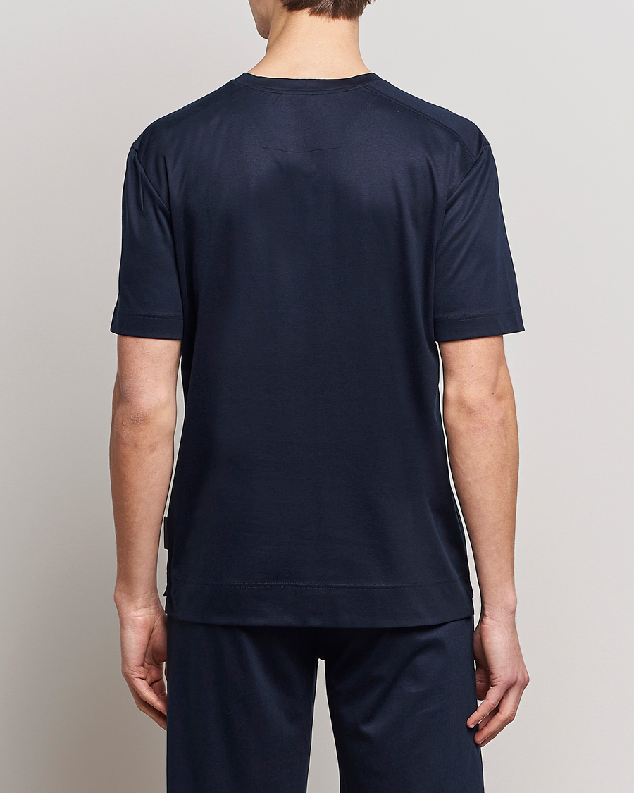 Hombres | Pijamas y batas | Zimmerli of Switzerland | Cotton/Modal Crew Neck Loungwear T-Shirt Midnight