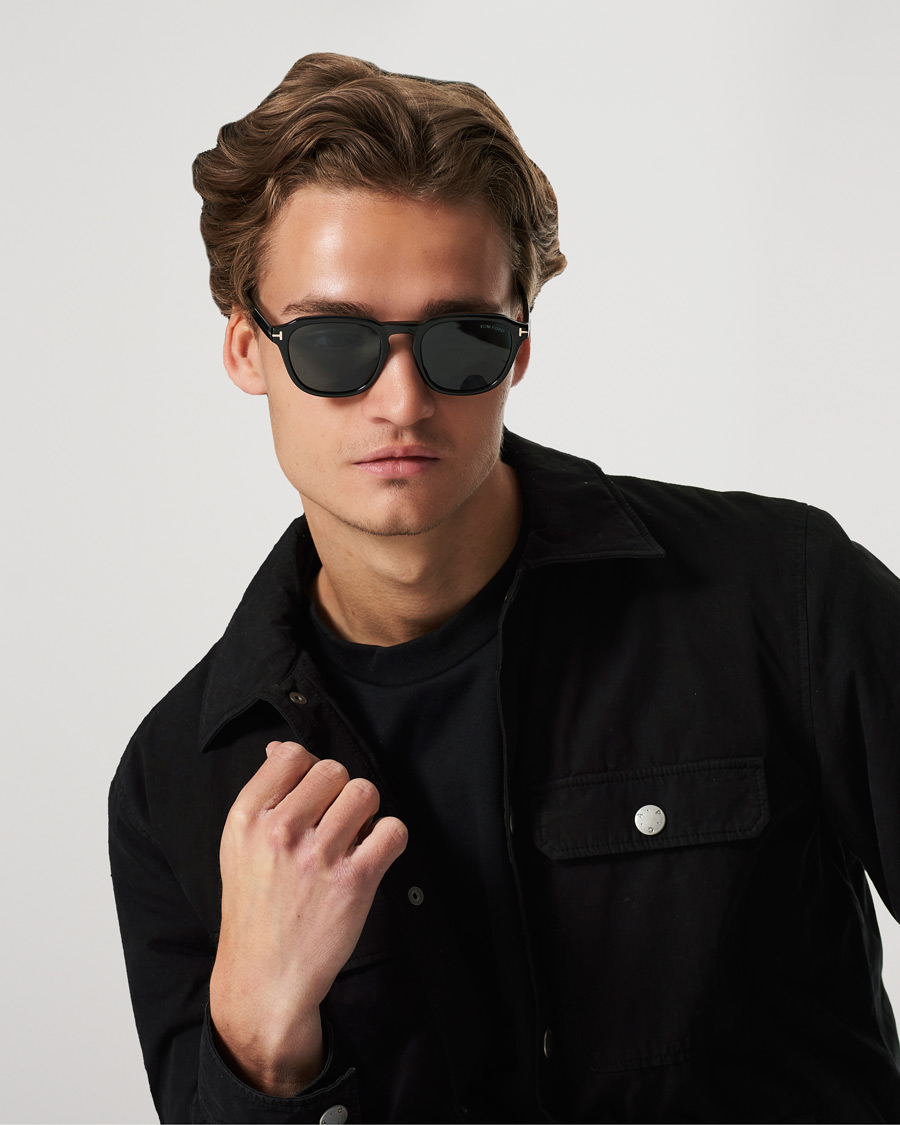 Hombres | Gafas de sol | Tom Ford | Avery Sunglasses Shiny Black/Blue