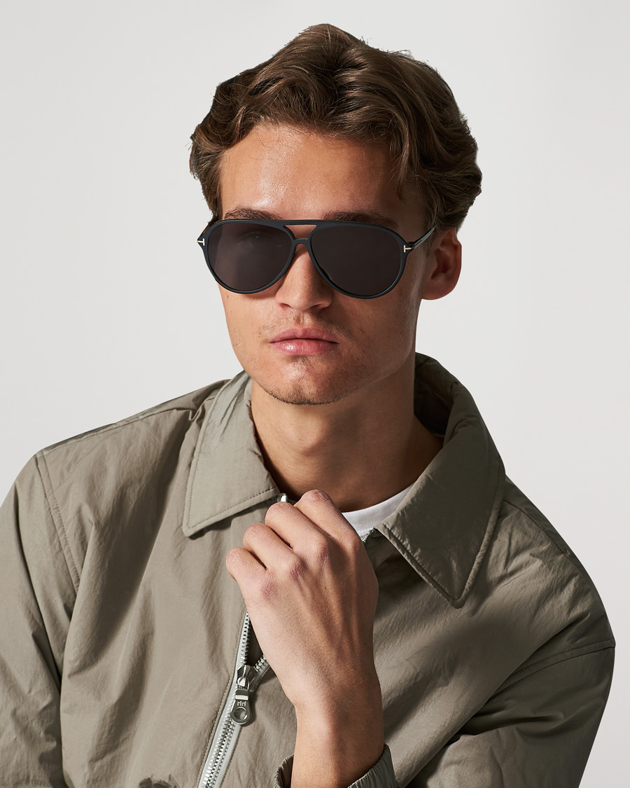 Hombres | Gafas de sol de aviador | Tom Ford | Samson Polarized Sunglasses Matte Black/Smoke