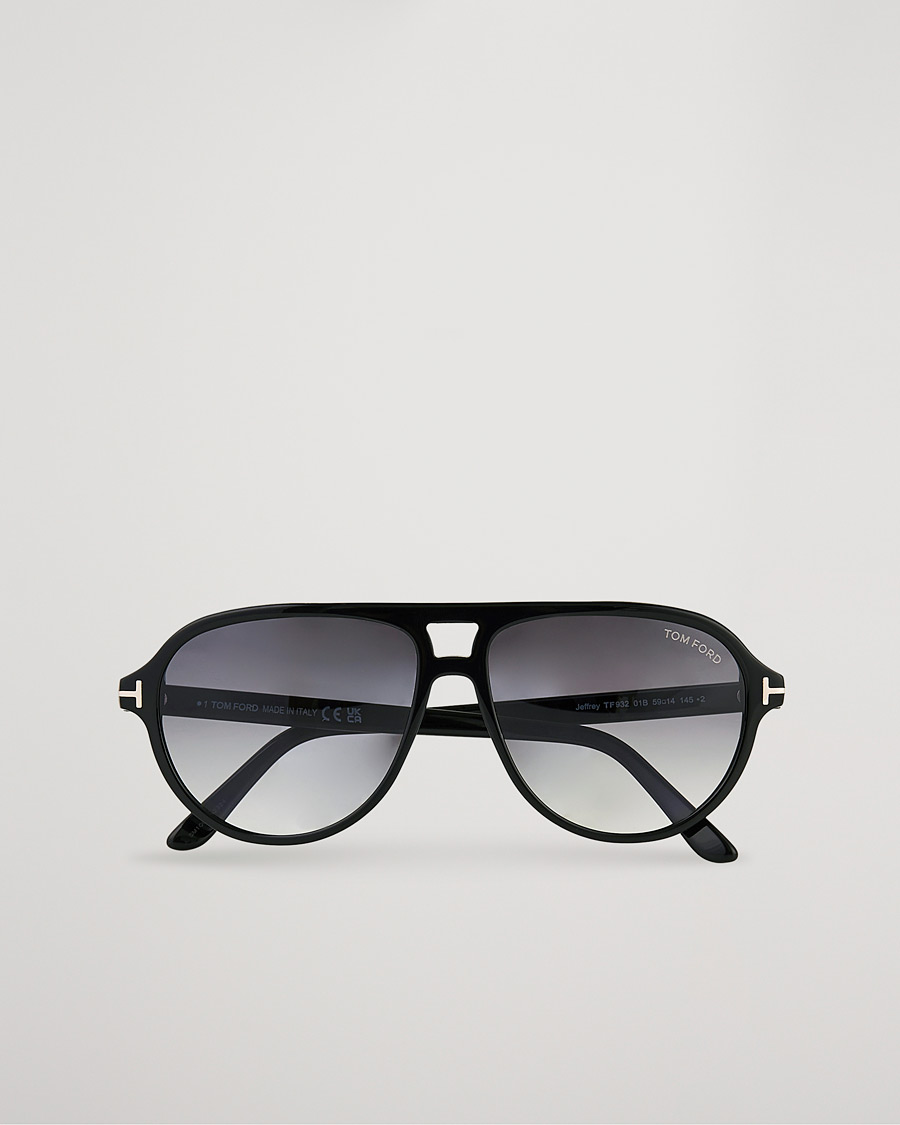 Hombres | Gafas de sol | Tom Ford | Jeffrey Sunglasses Shiny Black/Gradient Smoke
