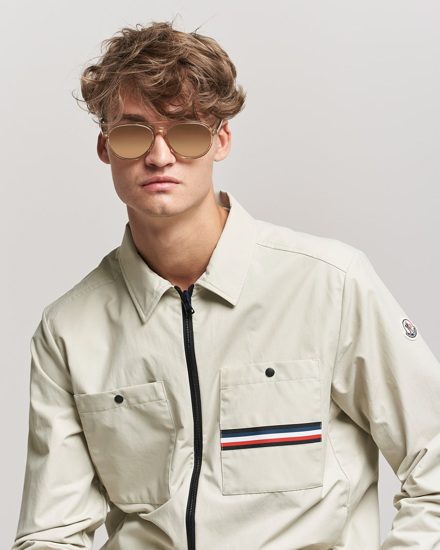 Hombres | Moncler Lunettes ML0228 Sunglasses Shiny Beige/Roviex | Moncler Lunettes | ML0228 Sunglasses Shiny Beige/Roviex