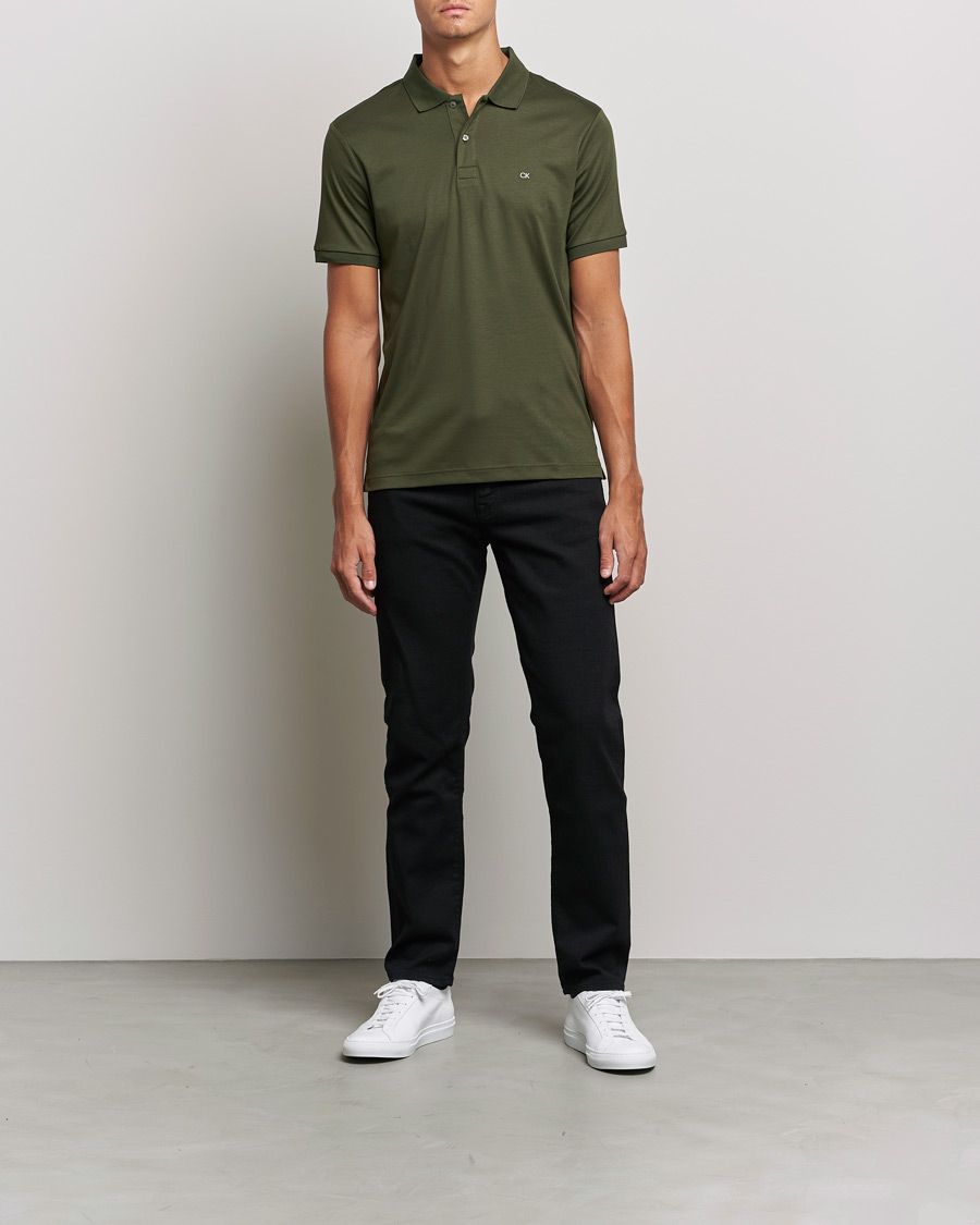 Hombres | Polos | Calvin Klein | Slim Fit Smooth Cotton Polo Dark Olive