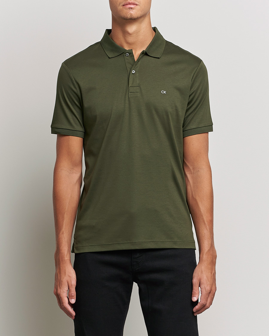 Hombres | Polos | Calvin Klein | Slim Fit Smooth Cotton Polo Dark Olive