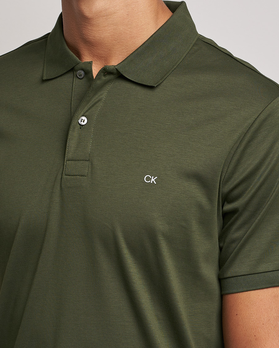 Hombres | Polos | Calvin Klein | Slim Fit Smooth Cotton Polo Dark Olive