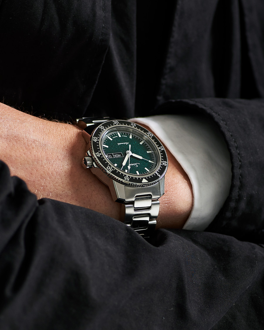 Hombres | Fine watches | Sinn | 104 I MG Pilot Watch 41mm Steel Link Metallic Green
