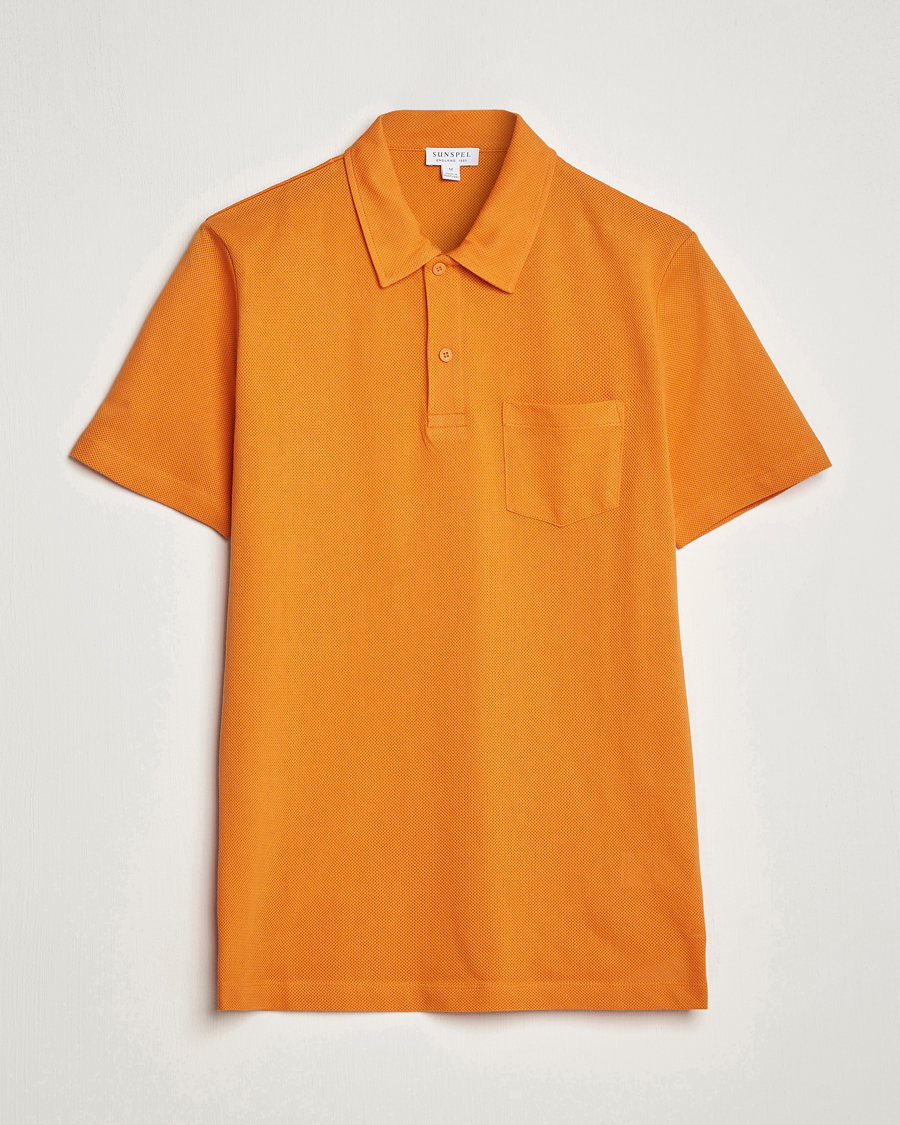 Hombres | Polos | Sunspel | Riviera Polo Shirt Flame Orange