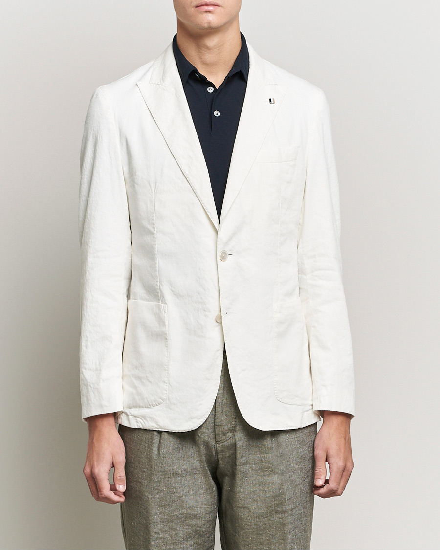 Hombres | Blazers | BOSS BLACK | BOSS Hanry Linen Peak Lapel Blazer White