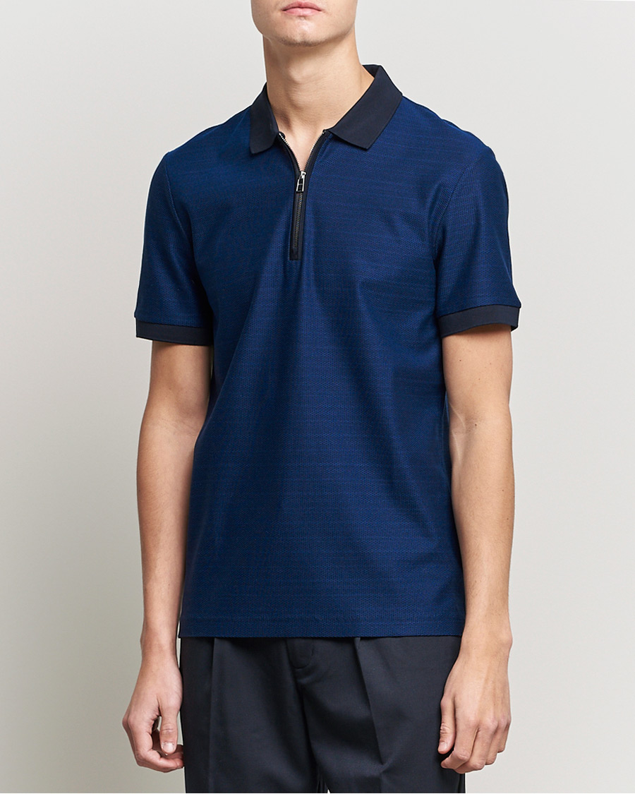 Hombres | Polos | BOSS BLACK | Polston Half-Zip Polo Dark Blue