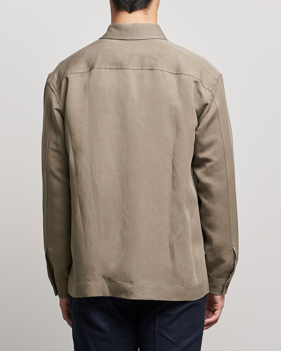 Hombres | Camisas | BOSS BLACK | Cole Linen/Lyocell Overshirt Open Green