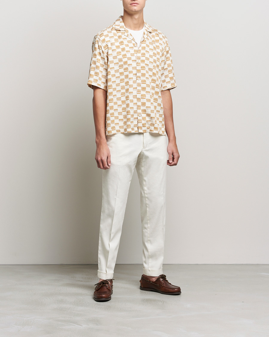 Hombres | Camisas | BOSS BLACK | BOSS Lars Printed Resort Collar Short Sleeve Shirt Open Beige