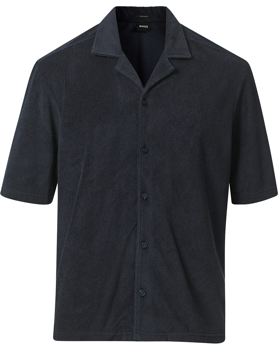Hombres | Camisas | BOSS BLACK | BOSS Lars Terry Short Sleeve Shirt Dark Blue