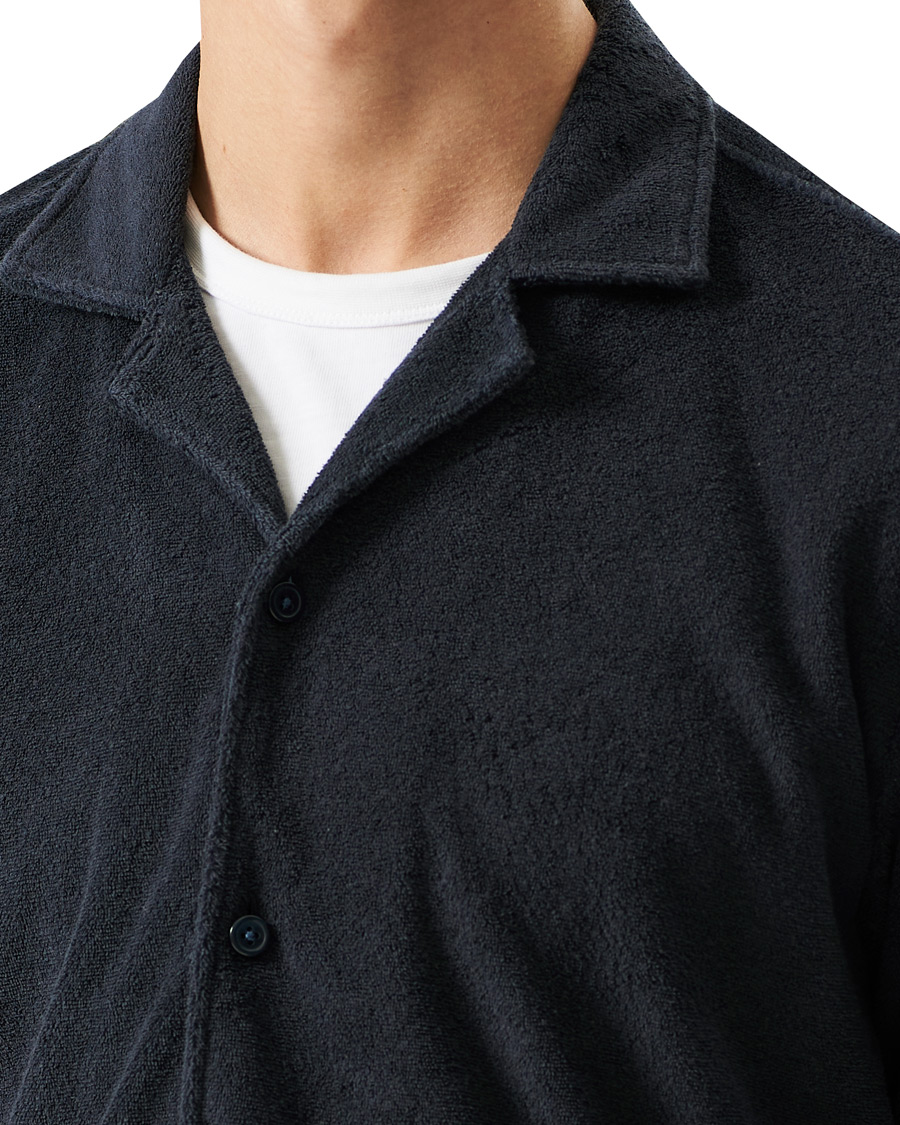 Hombres | Camisas | BOSS BLACK | BOSS Lars Terry Short Sleeve Shirt Dark Blue