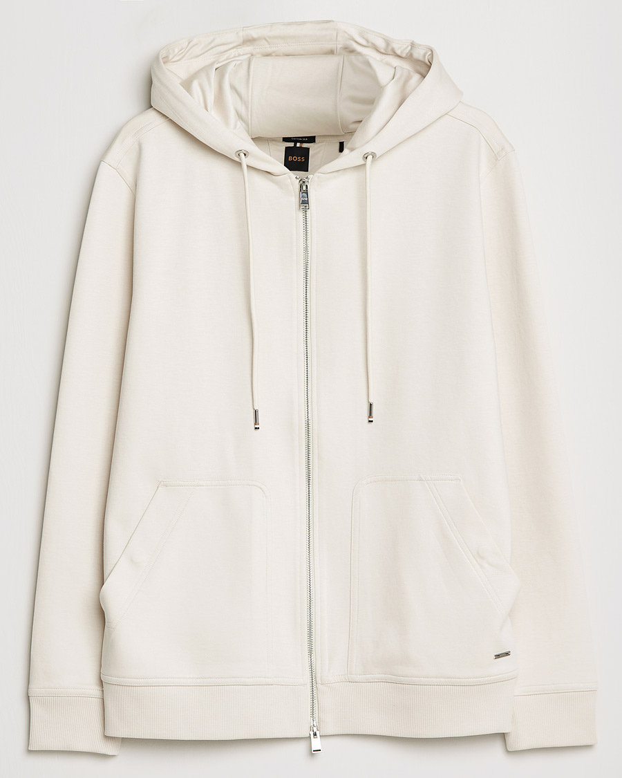 Hombres | Jerséis y prendas de punto | BOSS BLACK | Tailored Smith Full Zip Hoodie Open White