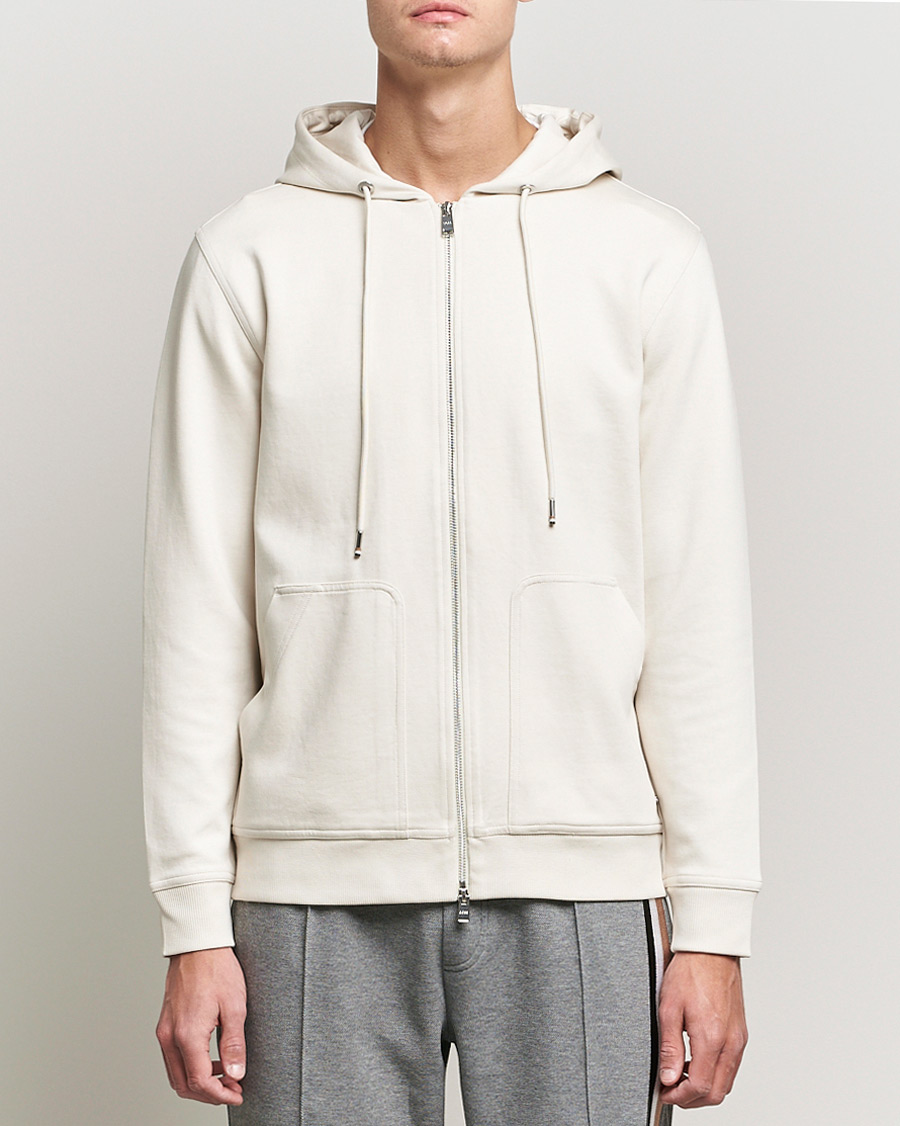 Hombres | Jerséis y prendas de punto | BOSS BLACK | Tailored Smith Full Zip Hoodie Open White