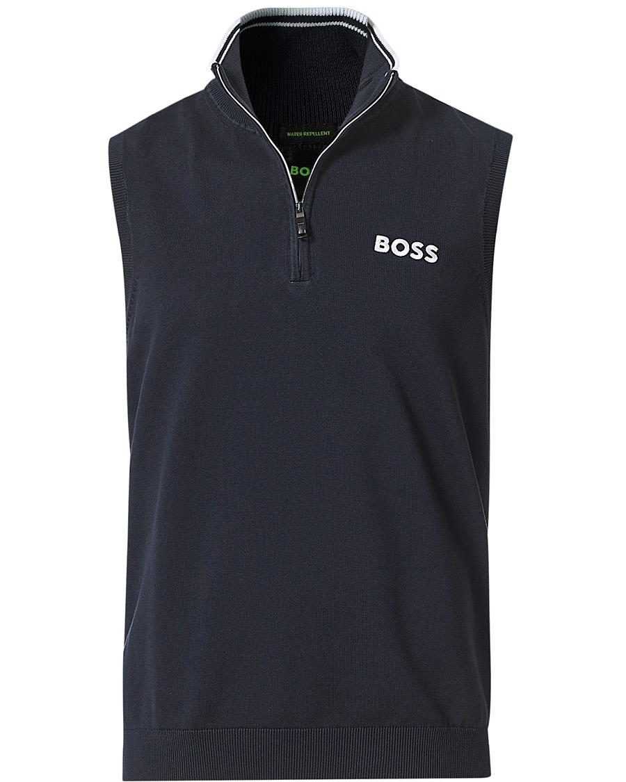 Hombres | Jerséis y prendas de punto | BOSS GREEN | Zolf Half Zip Vest Dark Blue