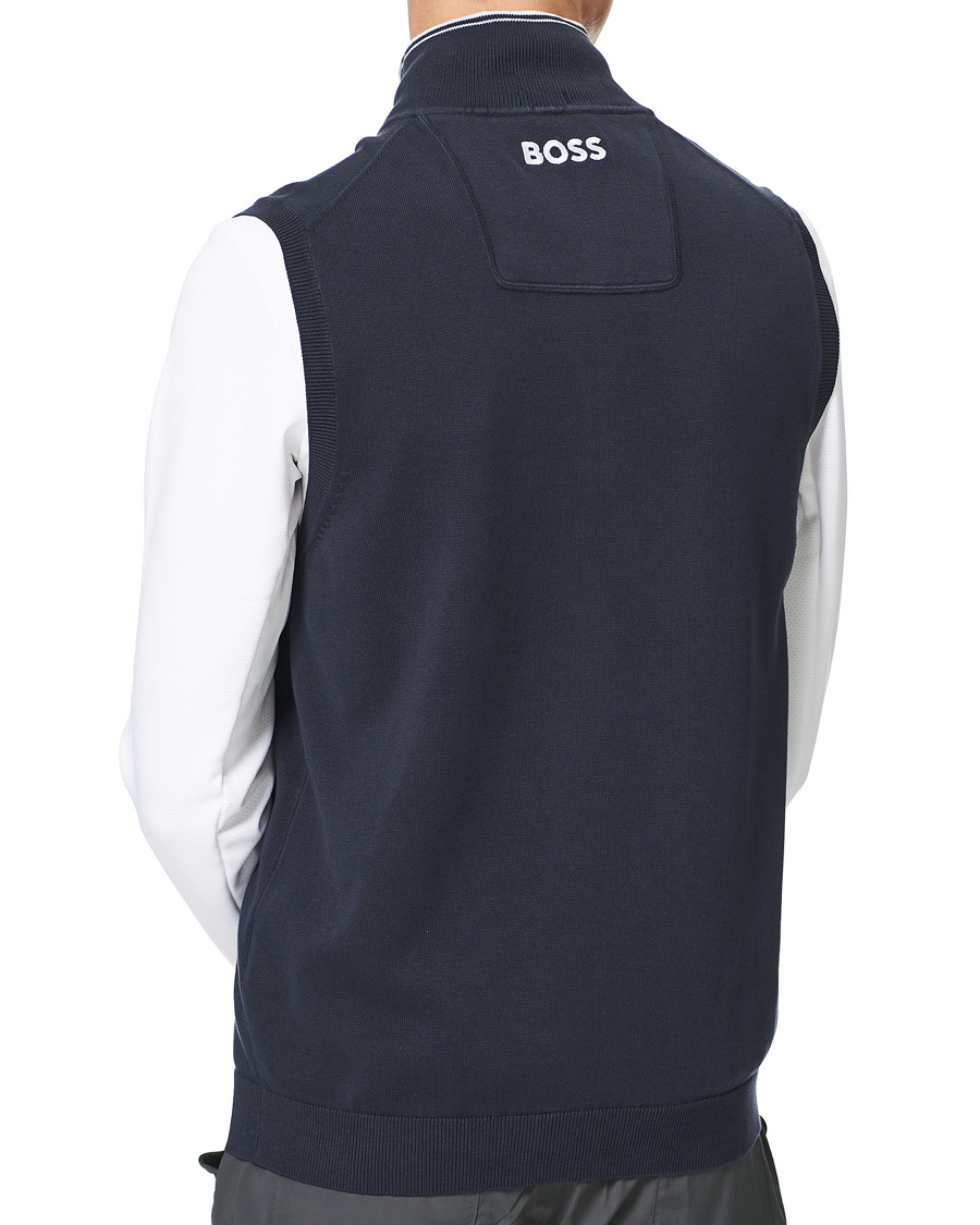 Hombres | Jerséis y prendas de punto | BOSS GREEN | Zolf Half Zip Vest Dark Blue