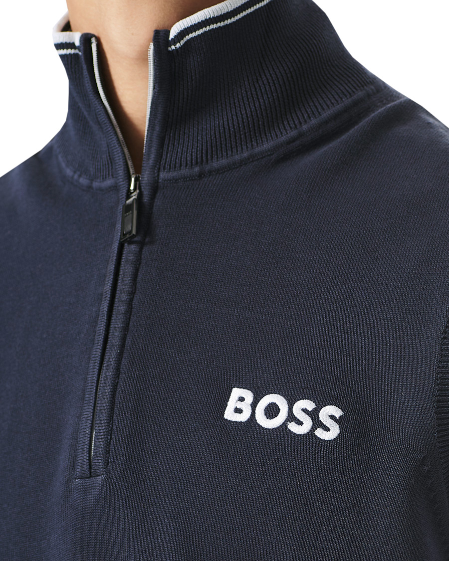 Hombres | Jerséis y prendas de punto | BOSS GREEN | Zolf Half Zip Vest Dark Blue