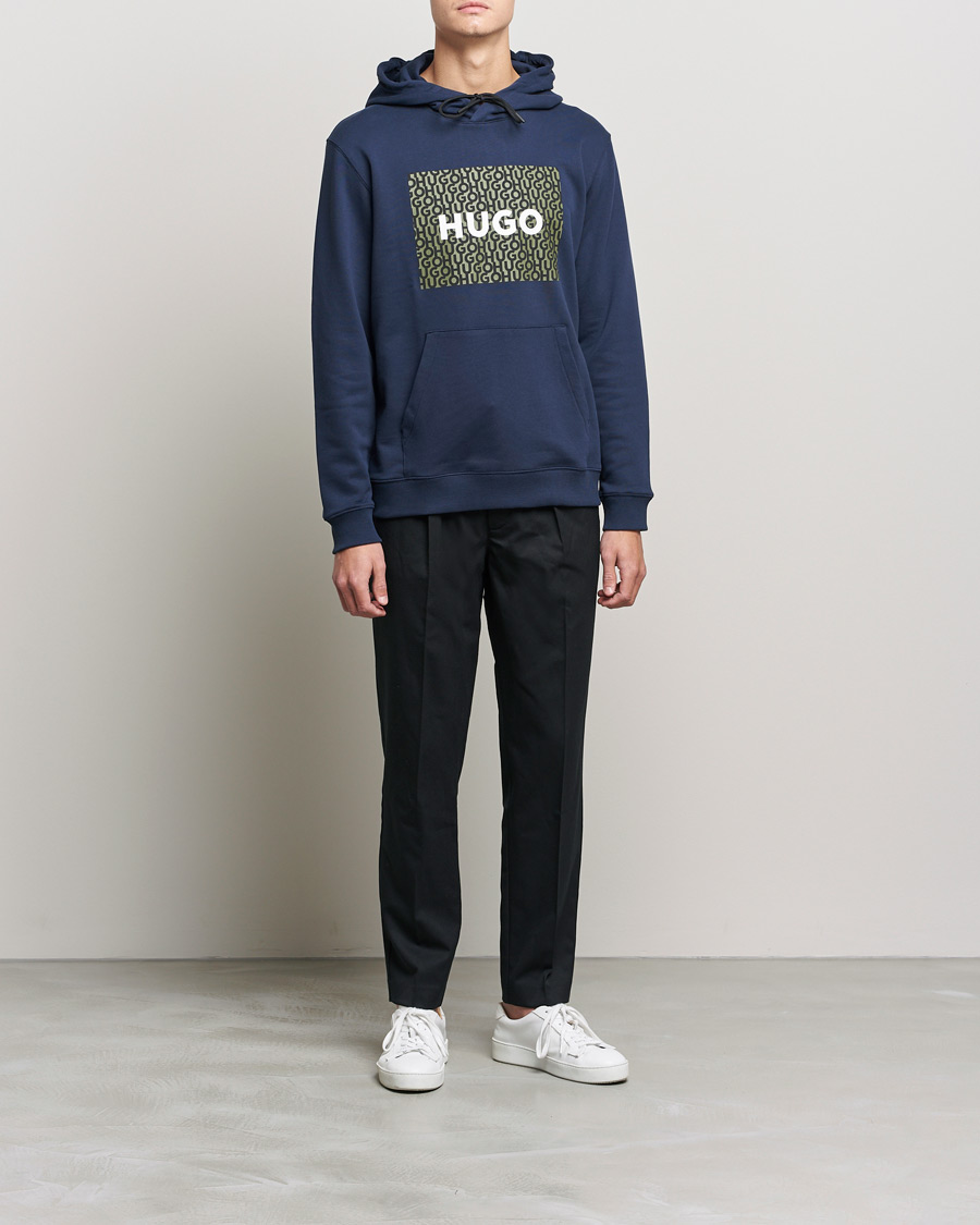 Hombres | Jerséis y prendas de punto | HUGO | Dreeman Monogram Logo Hoodie Dark Blue