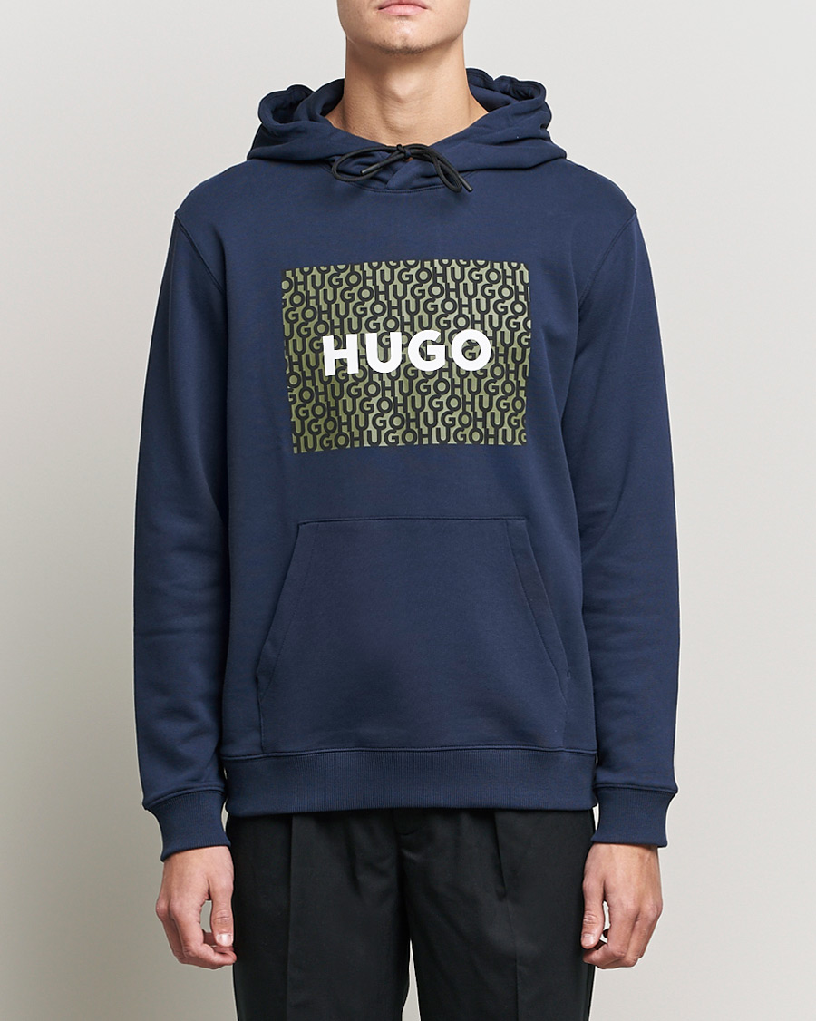 Hombres | Jerséis y prendas de punto | HUGO | Dreeman Monogram Logo Hoodie Dark Blue