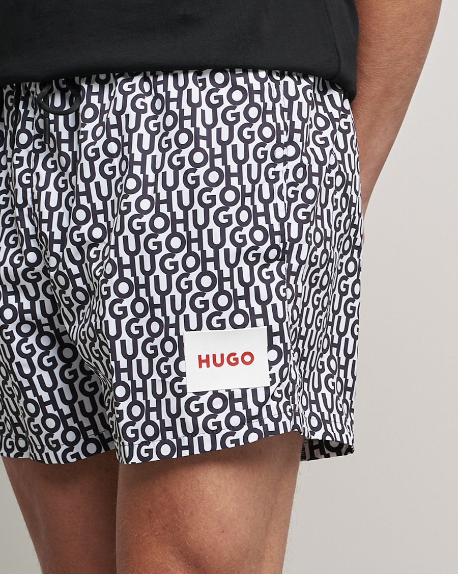 Hombres | Bañadores | HUGO | Jago Monogram Logo Swimshorts White