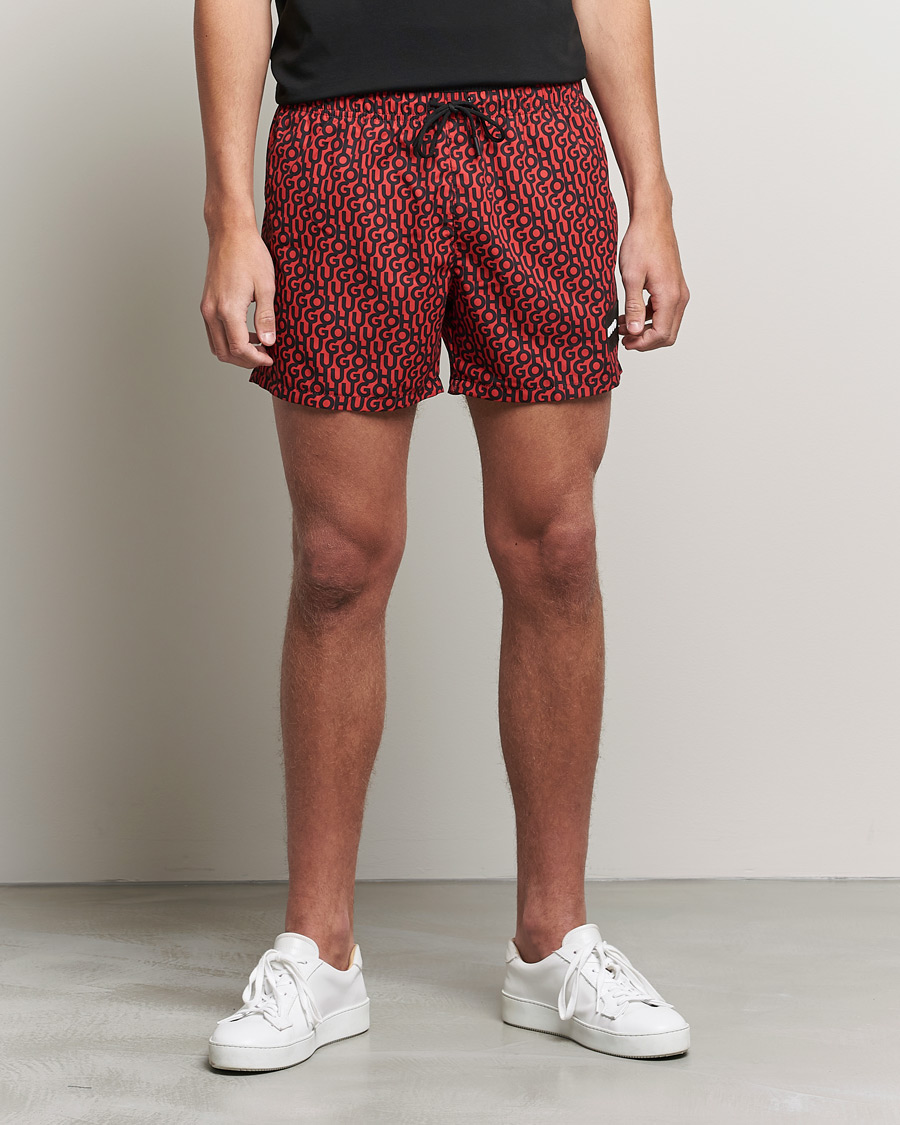 Hombres | Bañadores | HUGO | Jago Monogram Logo Swimshorts Red