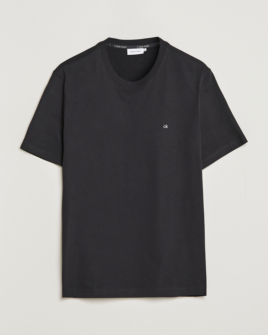 Hombres | Camisetas | Calvin Klein | Cotton Embroidery Logo Crew Neck T-Shirt Black
