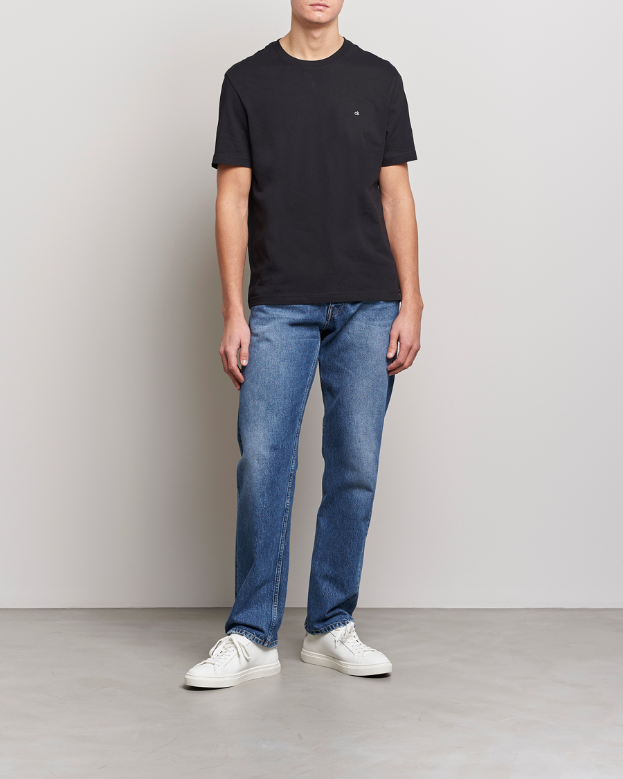 Hombres | Camisetas | Calvin Klein | Cotton Embroidery Logo Crew Neck T-Shirt Black