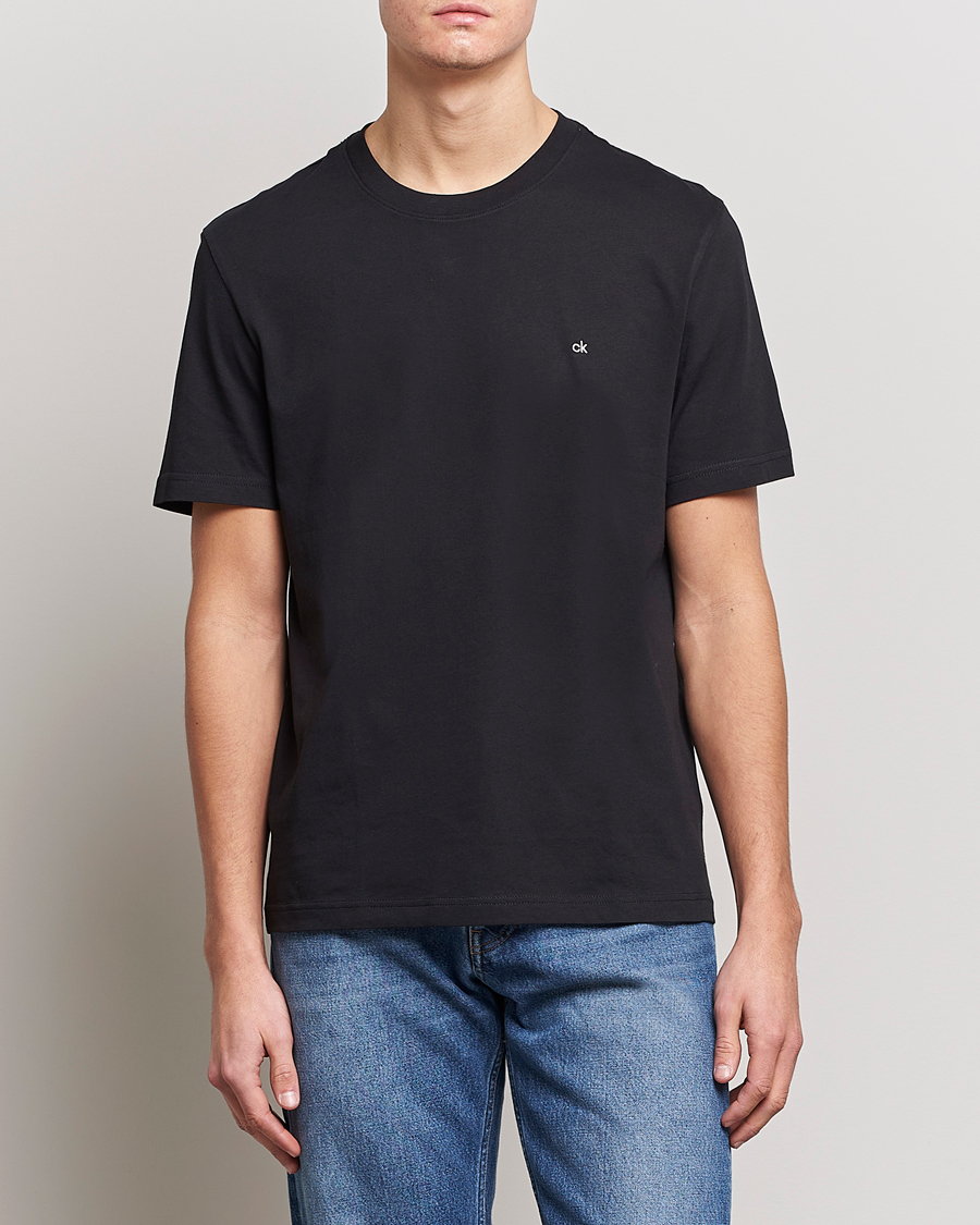 Hombres | Camisetas | Calvin Klein | Cotton Embroidery Logo Crew Neck T-Shirt Black