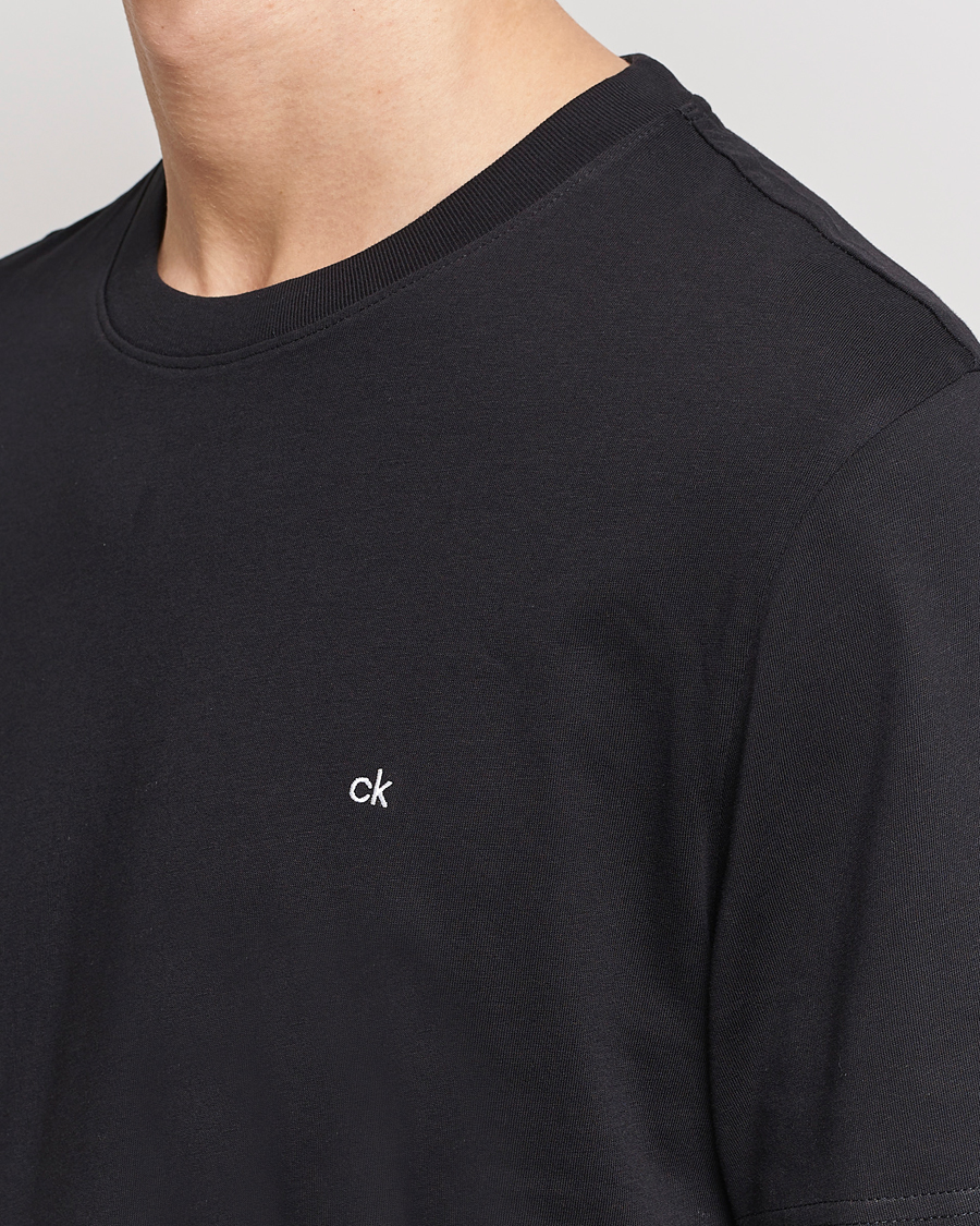 Hombres | Camisetas | Calvin Klein | Cotton Embroidery Logo Crew Neck T-Shirt Black