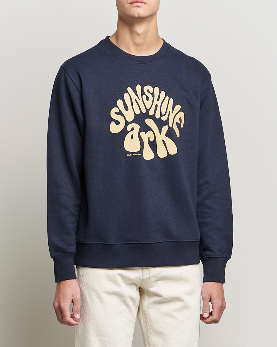 Hombres | Jerséis y prendas de punto | Nudie Jeans | Frasse Sunshine Ark Sweatshirt Navy