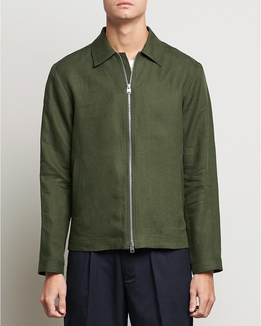Hombres | Abrigos y chaquetas | Tiger of Sweden | Maddon Linen Shirt Jacket Green