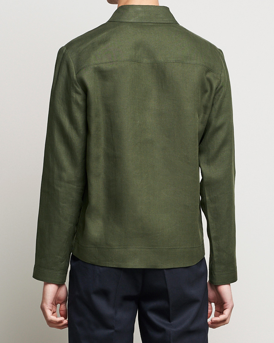 Hombres | Abrigos y chaquetas | Tiger of Sweden | Maddon Linen Shirt Jacket Green