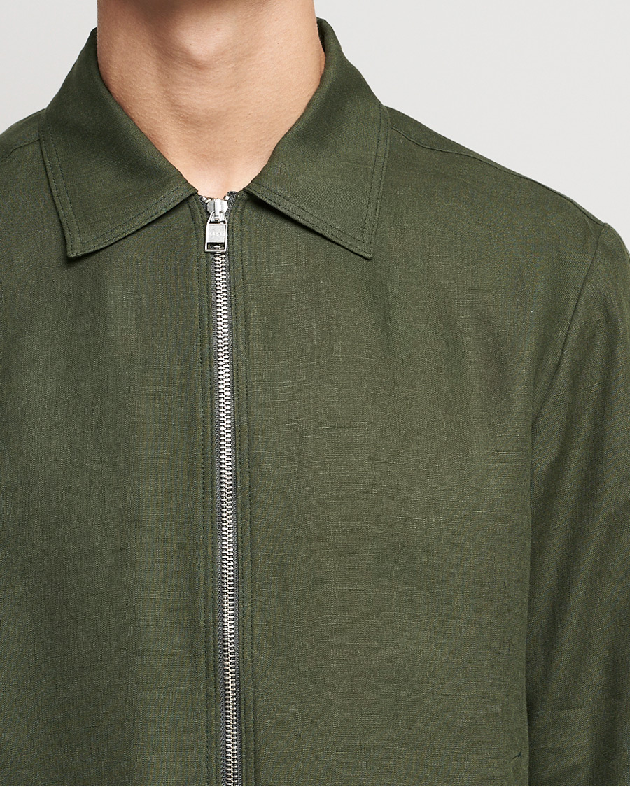 Hombres | Abrigos y chaquetas | Tiger of Sweden | Maddon Linen Shirt Jacket Green