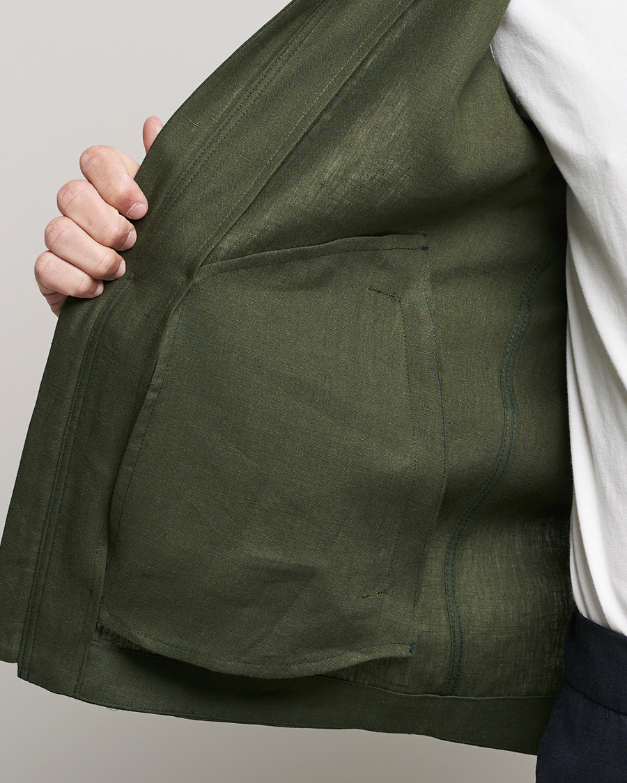 Hombres | Abrigos y chaquetas | Tiger of Sweden | Maddon Linen Shirt Jacket Green