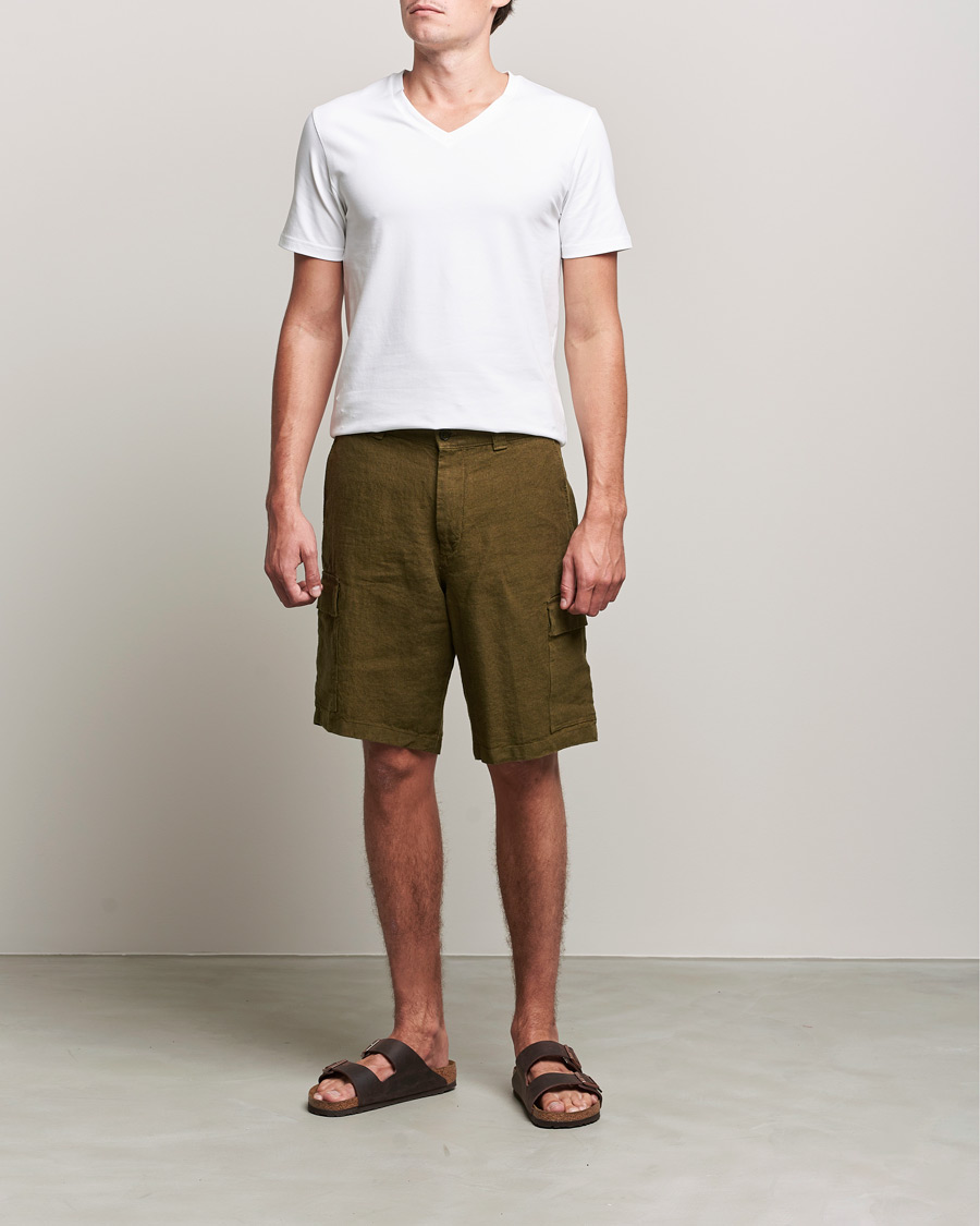 Hombres | Pantalones cortos | NN07 | Arnie Cargo Linen Shorts Dark Olive