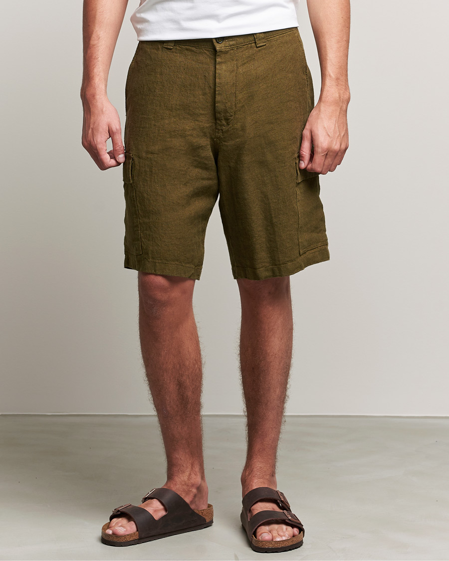 Hombres | Pantalones cortos | NN07 | Arnie Cargo Linen Shorts Dark Olive