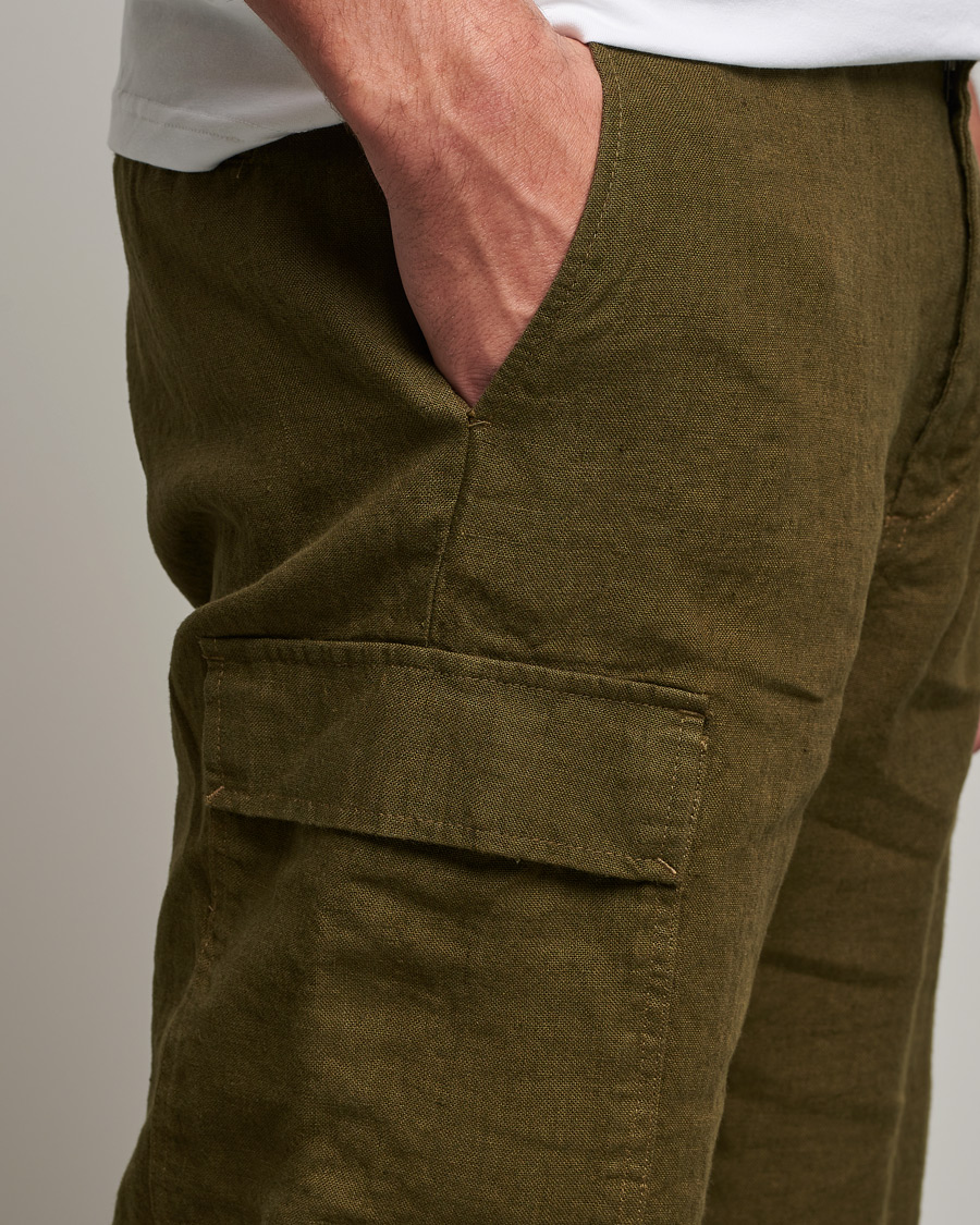 Hombres | Pantalones cortos | NN07 | Arnie Cargo Linen Shorts Dark Olive