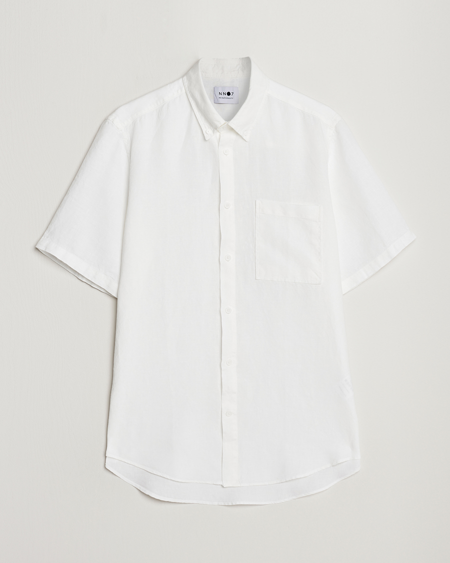 Hombres | Camisas | NN07 | Arne Linen Short Sleeve Shirt White