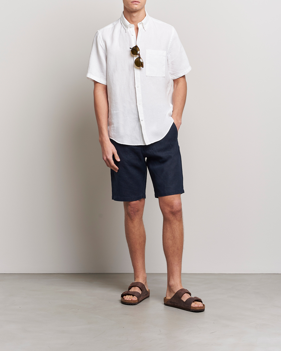 Hombres | Camisas | NN07 | Arne Linen Short Sleeve Shirt White