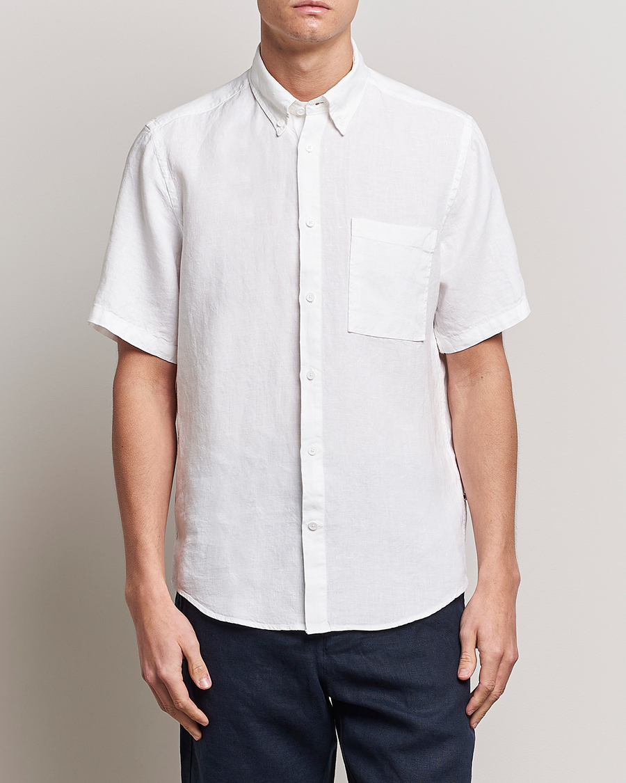 Hombres | Camisas | NN07 | Arne Linen Short Sleeve Shirt White