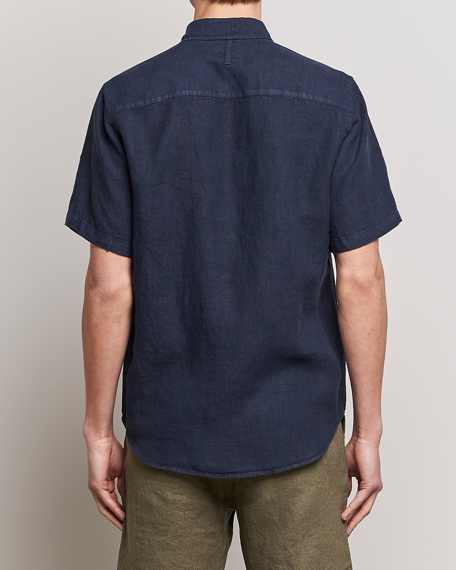 Hombres | Camisas | NN07 | Arne Linen Short Sleeve Shirt Navy
