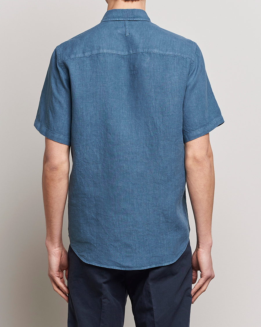 Hombres | Camisas | NN07 | Arne Linen Short Sleeve Shirt Dust Blue